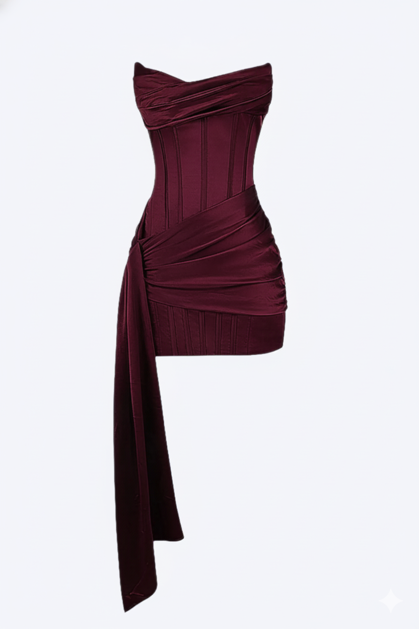Ava Women's Cocktail Dress | Stretch Fabric, Asymmetric Drape 0