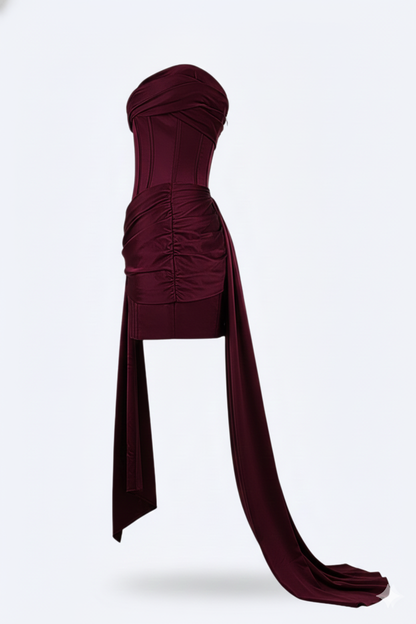 Ava Women's Cocktail Dress | Stretch Fabric, Asymmetric Drape 1