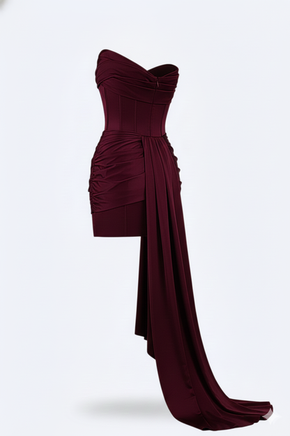 Ava Women's Cocktail Dress | Stretch Fabric, Asymmetric Drape 2