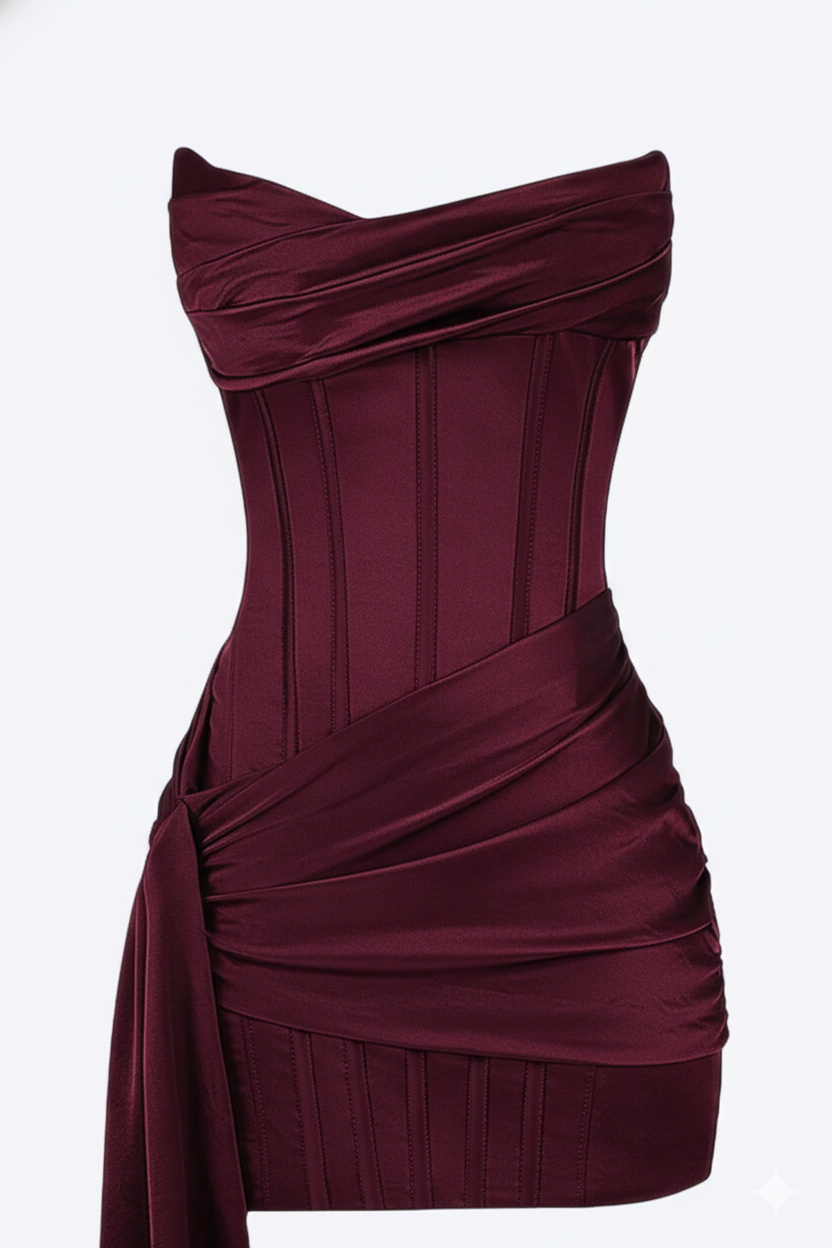 Ava Women's Cocktail Dress | Stretch Fabric, Asymmetric Drape 3