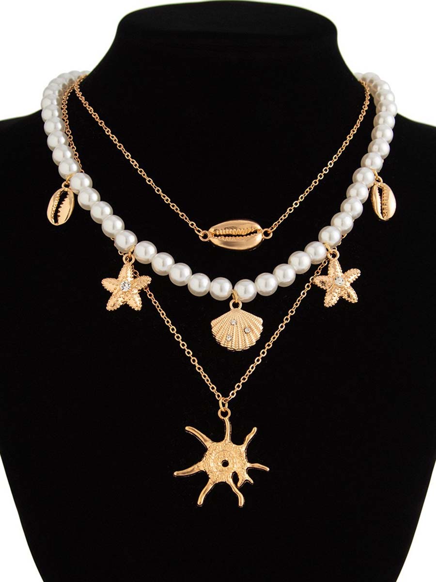 Bella Women's Necklace Set featuring imitation pearls with a vintage nautical design, perfect for adding a touch of elegance to any outfit. 3