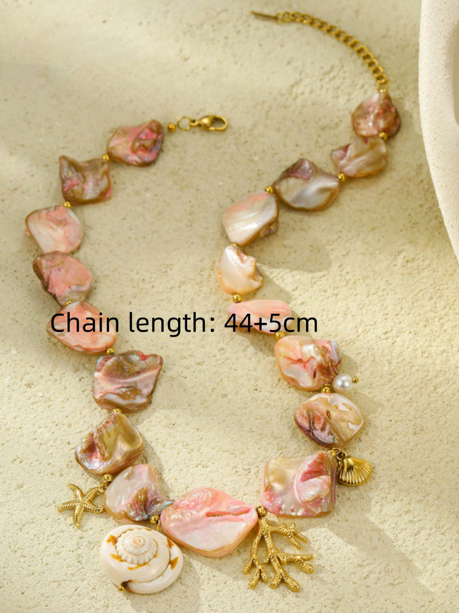 Bella Women's Necklace featuring a stunning pink shell and coral design, perfect for adding a touch of elegance to any outfit. 3