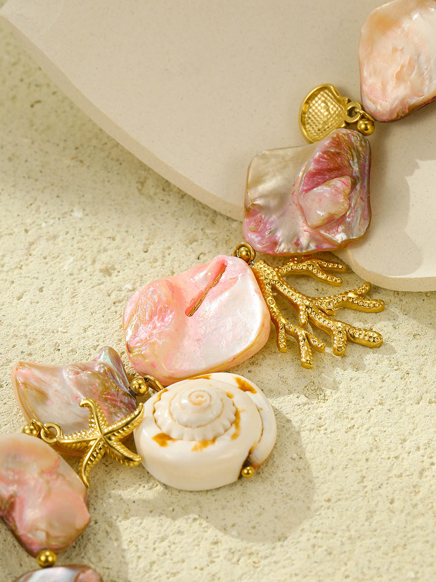 Bella Women's Necklace featuring a stunning pink shell and coral design, perfect for adding a touch of elegance to any outfit. 4