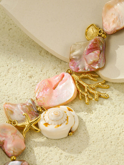 Bella Women's Necklace featuring a stunning pink shell and coral design, perfect for adding a touch of elegance to any outfit. 4