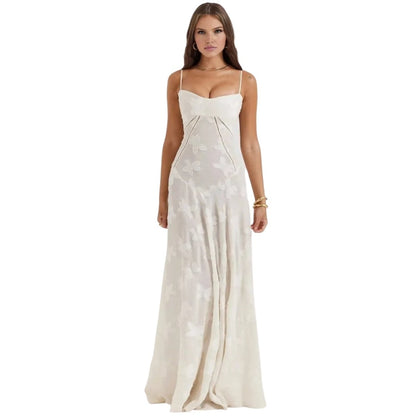 Evelyn Women's Evening Gown | Lightweight Organza Jacquard, Floral Pattern 0