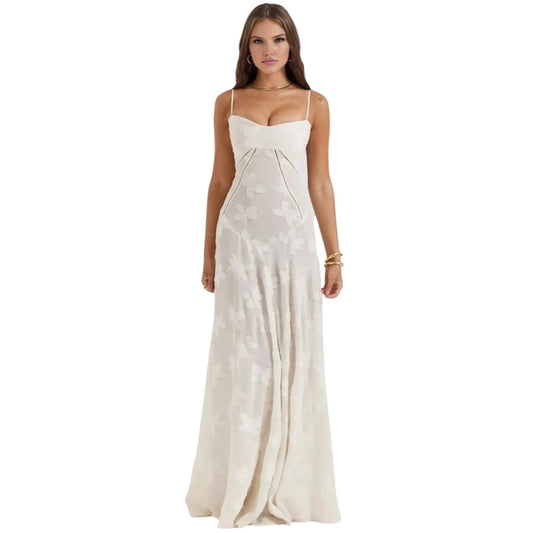 Evelyn Women's Evening Gown | Lightweight Organza Jacquard, Floral Pattern 0