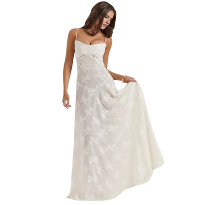 Evelyn Women's Evening Gown | Lightweight Organza Jacquard, Floral Pattern 1