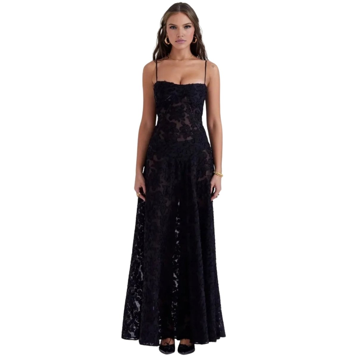 Evelyn Women's Evening Gown | Lightweight Organza Jacquard, Floral Pattern 10
