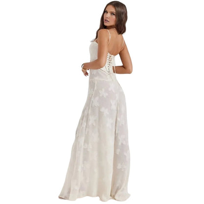 Evelyn Women's Evening Gown | Lightweight Organza Jacquard, Floral Pattern 3