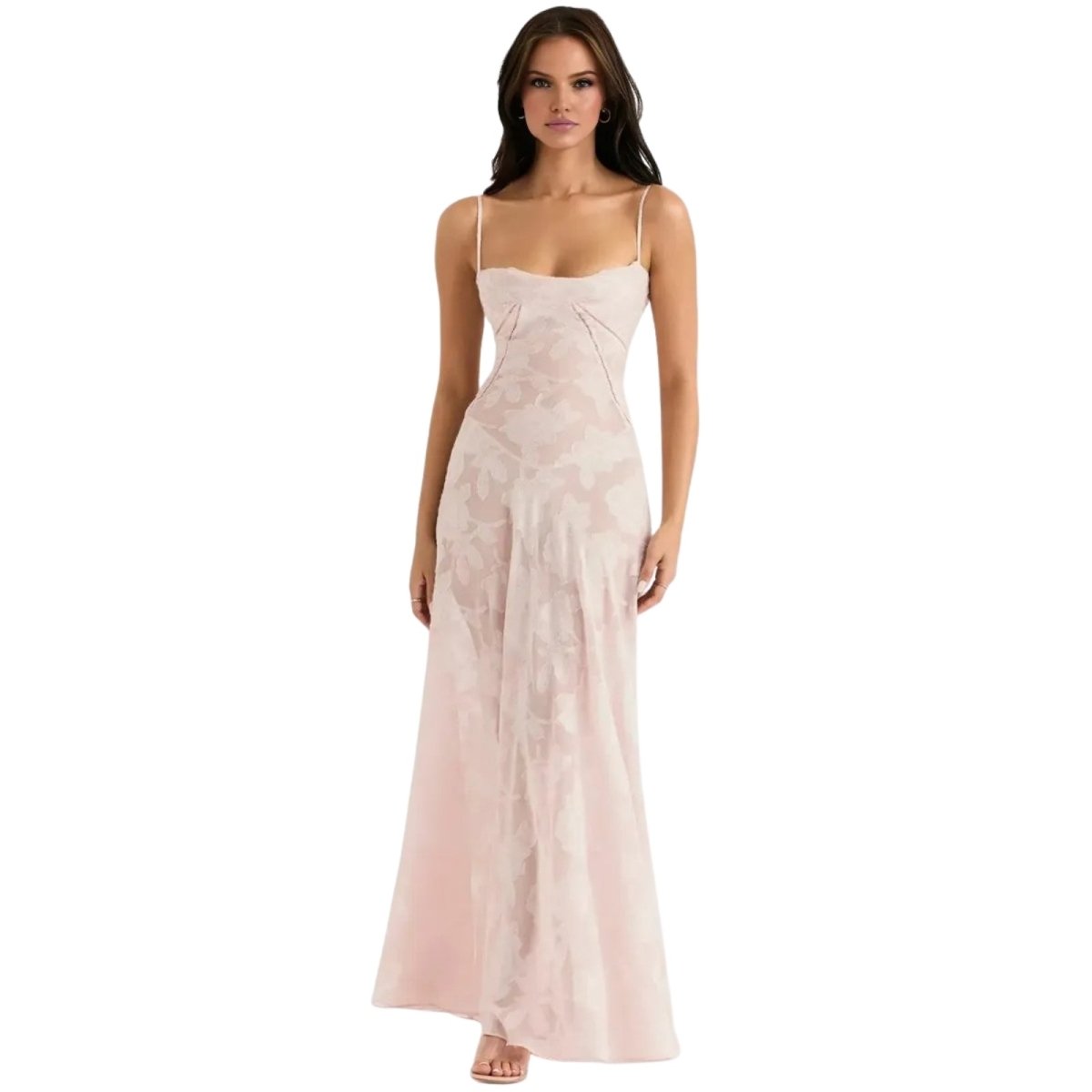 Evelyn Women's Evening Gown | Lightweight Organza Jacquard, Floral Pattern 7