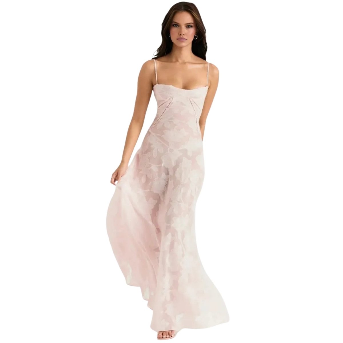 Evelyn Women's Evening Gown | Lightweight Organza Jacquard, Floral Pattern 8
