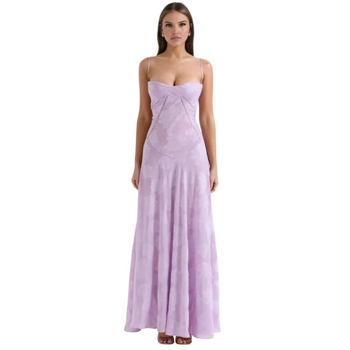 Evelyn Women's Evening Gown | Lightweight Organza Jacquard, Floral Pattern 9