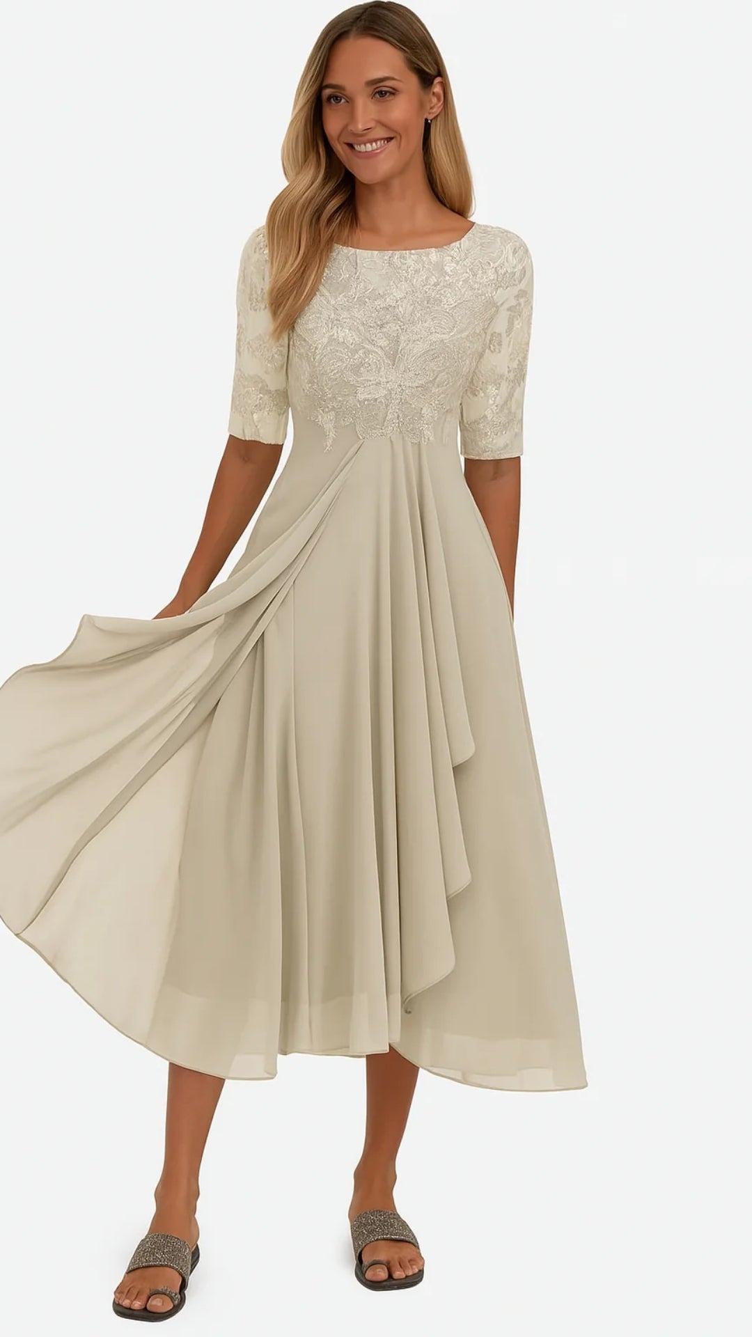 Evelyn Women's Formal Dress | Embroidered Lace and Chiffon, Plus Size Available 0