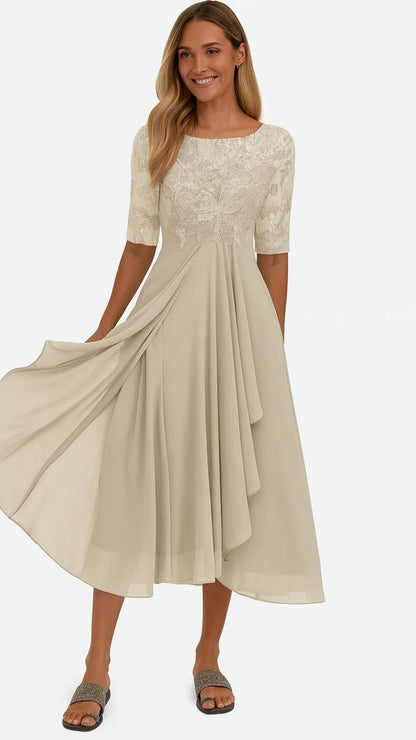 Evelyn Women's Formal Dress | Embroidered Lace and Chiffon, Plus Size Available 0