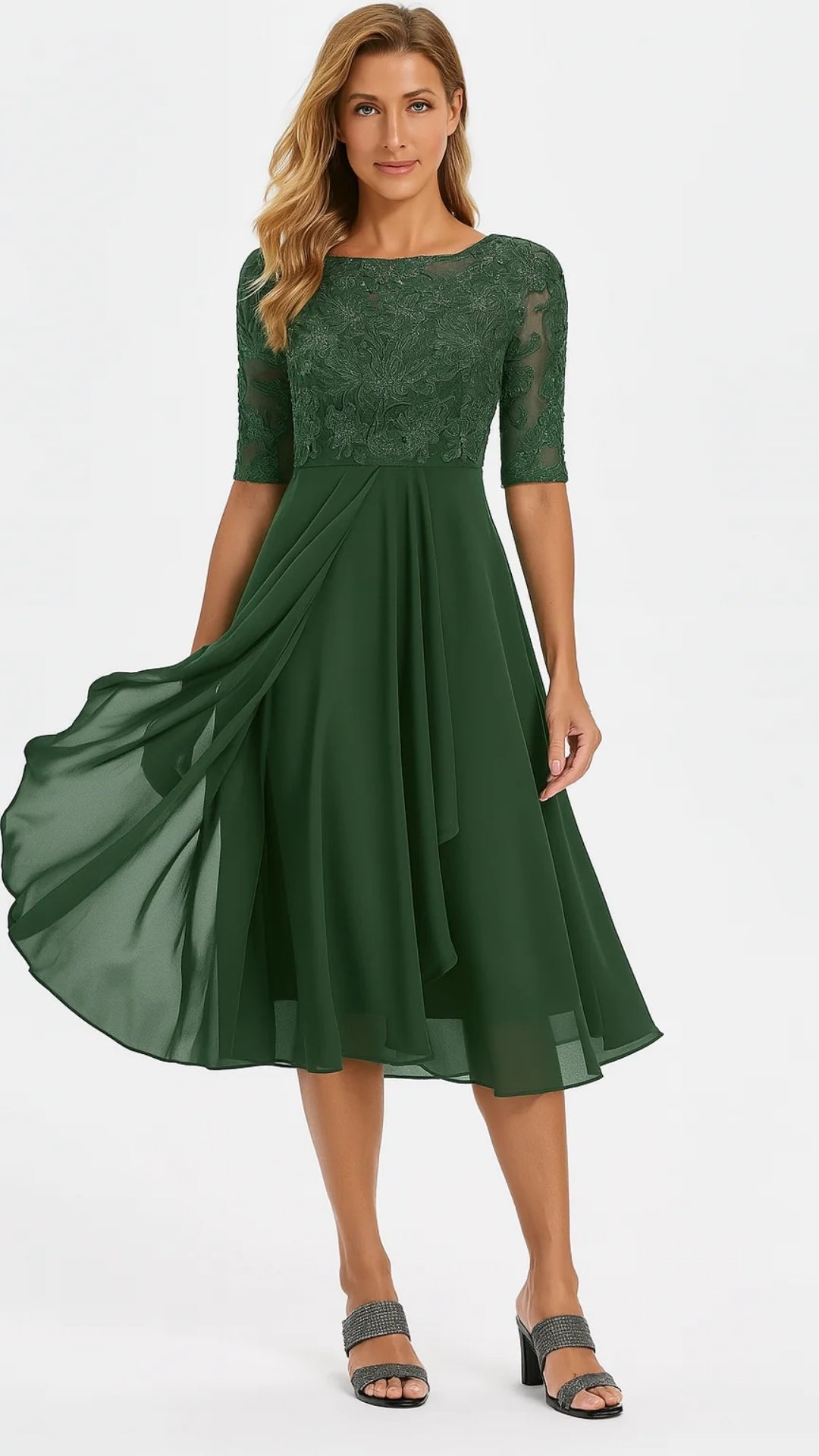 Evelyn Women's Formal Dress | Embroidered Lace and Chiffon, Plus Size Available 2