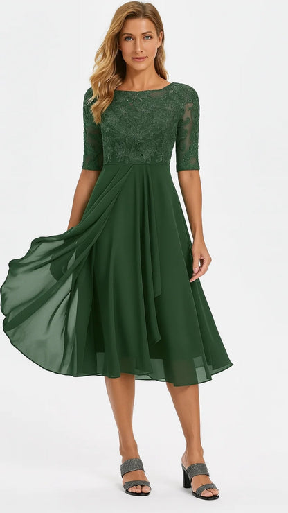 Evelyn Women's Formal Dress | Embroidered Lace and Chiffon, Plus Size Available 2