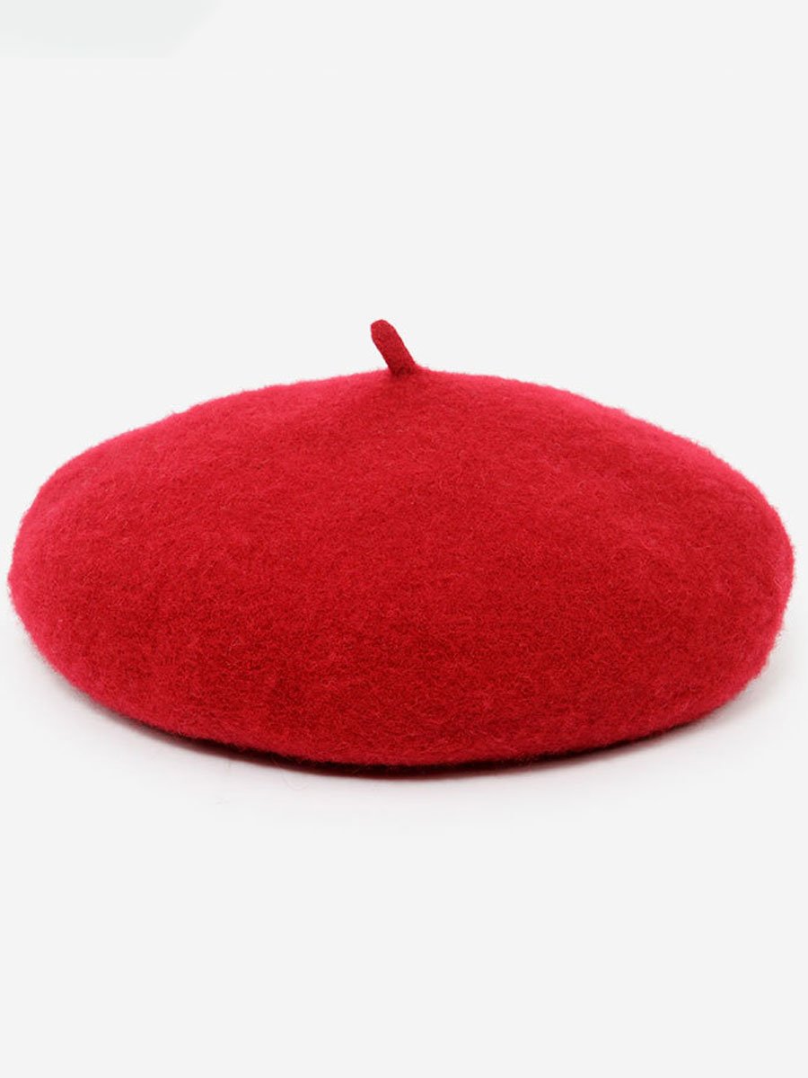 Fiona Women's Retro Wool Beret Hat in rich autumn colors, perfect for stylish warmth during fall and winter. 0
