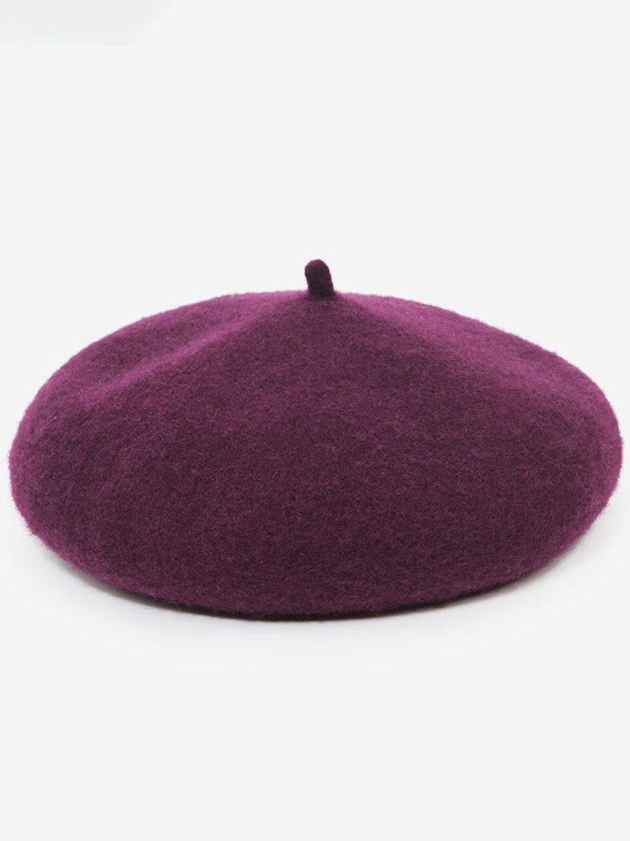 Fiona Women's Retro Wool Beret Hat in rich autumn colors, perfect for stylish warmth during fall and winter. 3