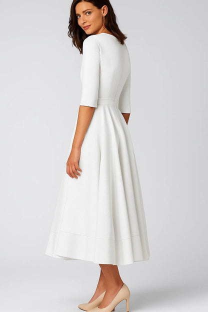 Fiona Women's Midi Dress | Fit-and-Flare, Deep V-Neck, Elegant 1