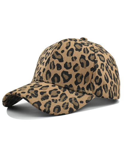 Olyra Women's Vintage Denim Leopard Print Baseball Cap, stylish and trendy headwear for casual outfits. 0