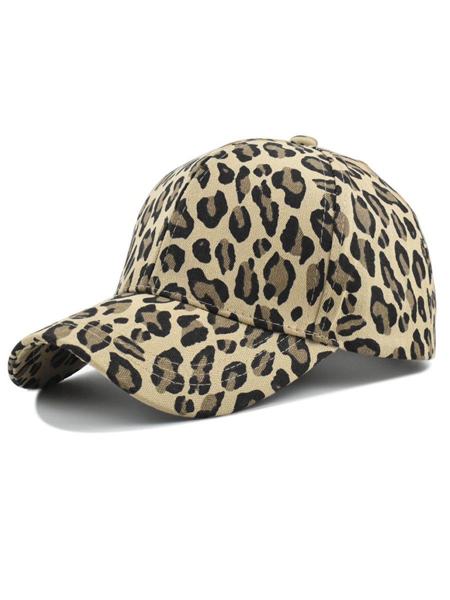 Olyra Women's Vintage Denim Leopard Print Baseball Cap, stylish and trendy headwear for casual outfits. 1