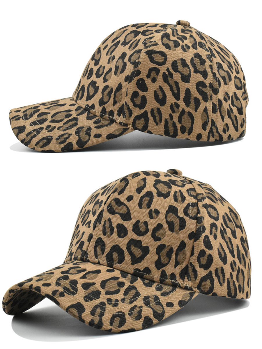 Olyra Women's Vintage Denim Leopard Print Baseball Cap, stylish and trendy headwear for casual outfits. 3