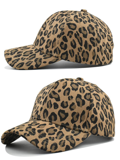 Olyra Women's Vintage Denim Leopard Print Baseball Cap, stylish and trendy headwear for casual outfits. 3