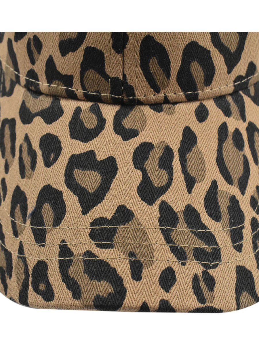Olyra Women's Vintage Denim Leopard Print Baseball Cap, stylish and trendy headwear for casual outfits. 7