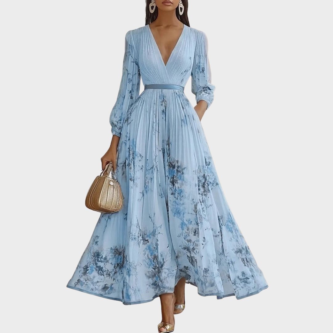 Plea Women's Maxi Dress | Floral Print, Adjustable Ribbon Waist 1