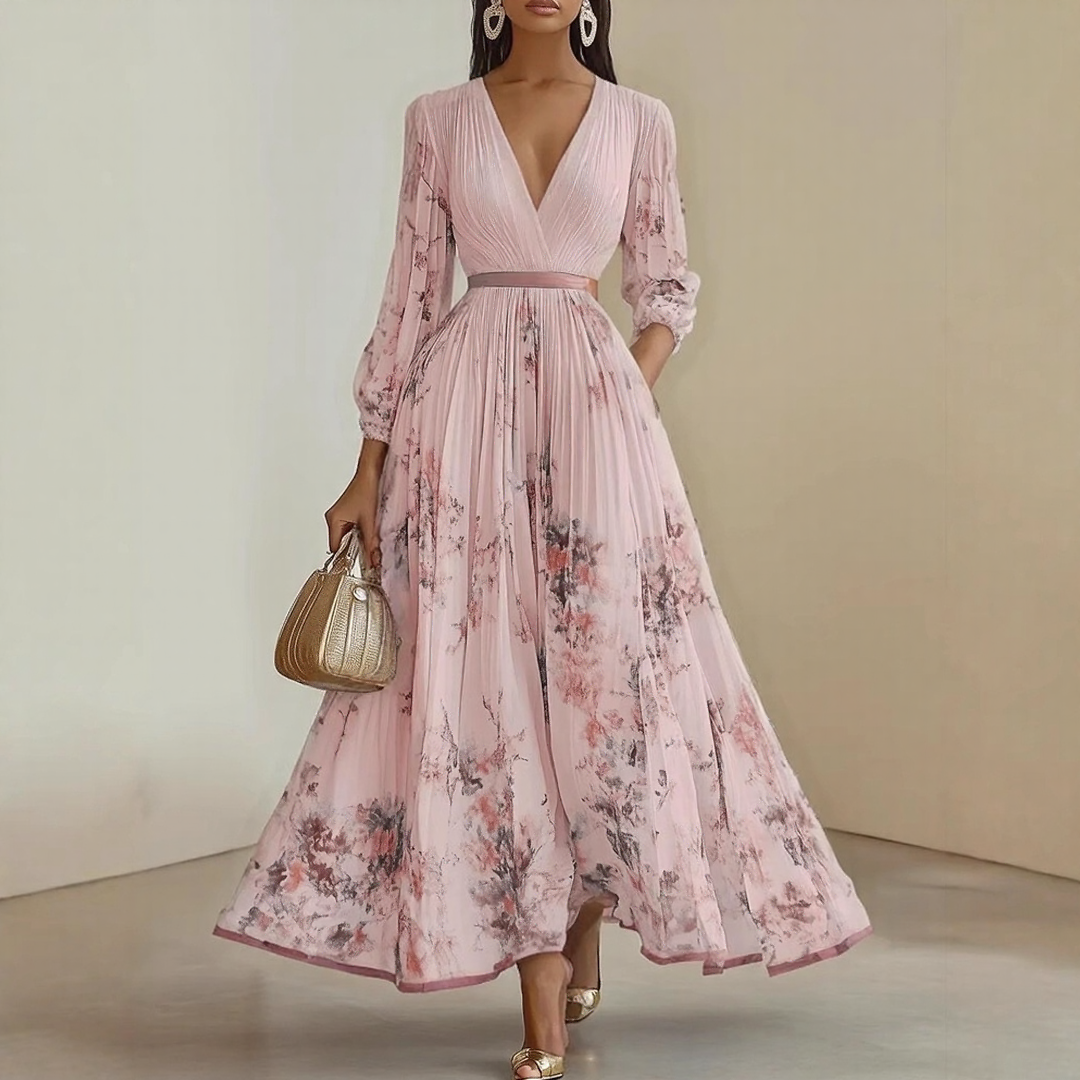 Plea Women's Maxi Dress | Floral Print, Adjustable Ribbon Waist 2