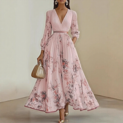 Plea Women's Maxi Dress | Floral Print, Adjustable Ribbon Waist 2