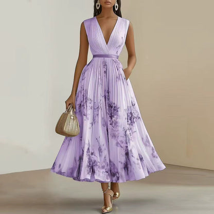 Plea Women's Maxi Dress | Floral Print, Adjustable Ribbon Waist 3