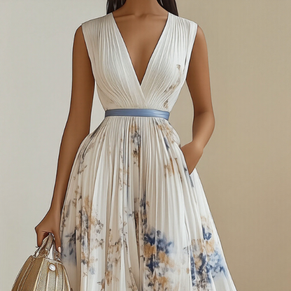 Plea Women's Maxi Dress | Floral Print, Adjustable Ribbon Waist 7