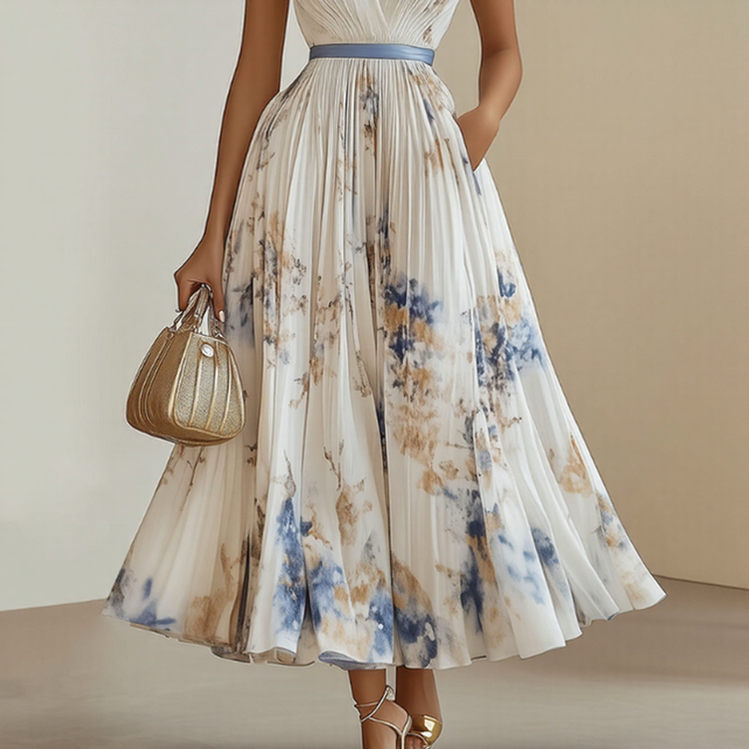 Plea Women's Maxi Dress | Floral Print, Adjustable Ribbon Waist 8