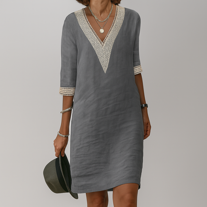 Rela Women's Midi Dress | Linen with Crochet Trim, Summer Style 3