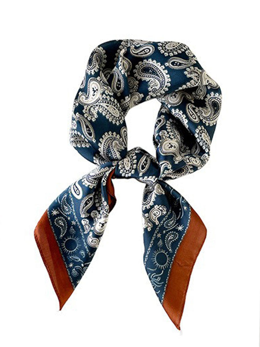 Rita Women's Satin Scarf featuring a Bohemian Paisley Print, perfect for versatile styling and adding a touch of elegance to any outfit. 3