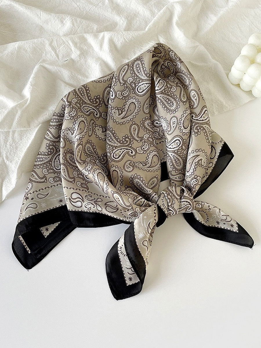Rita Women's Satin Scarf featuring a Bohemian Paisley Print, perfect for versatile styling and adding a touch of elegance to any outfit. 4