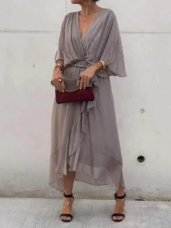 Sophie Women's Flowing Dress | Soft Silk V-Neck, Elegant Summer Dress 5