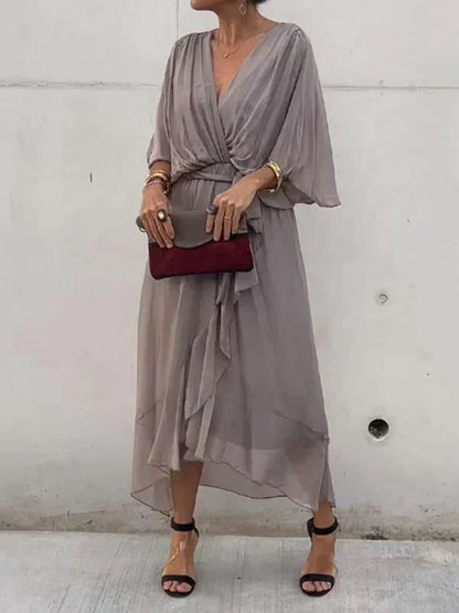 Sophie Women's Flowing Dress | Soft Silk V-Neck, Elegant Summer Dress 5