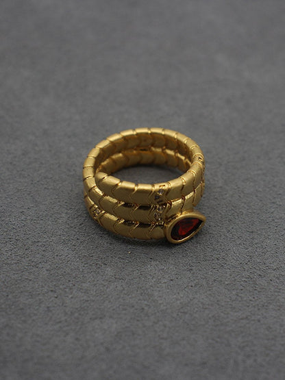 Vera Women's Vintage-Inspired Snake Ring featuring a Water Drop Zircon, elegantly designed for a unique fashion statement. 3